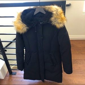 Sam Edelman Black Ski Jacket with Faux Fur Trim